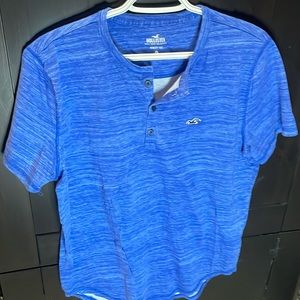 Hollister Men Henley Short Sleeve T-Shirt Blue Size Large